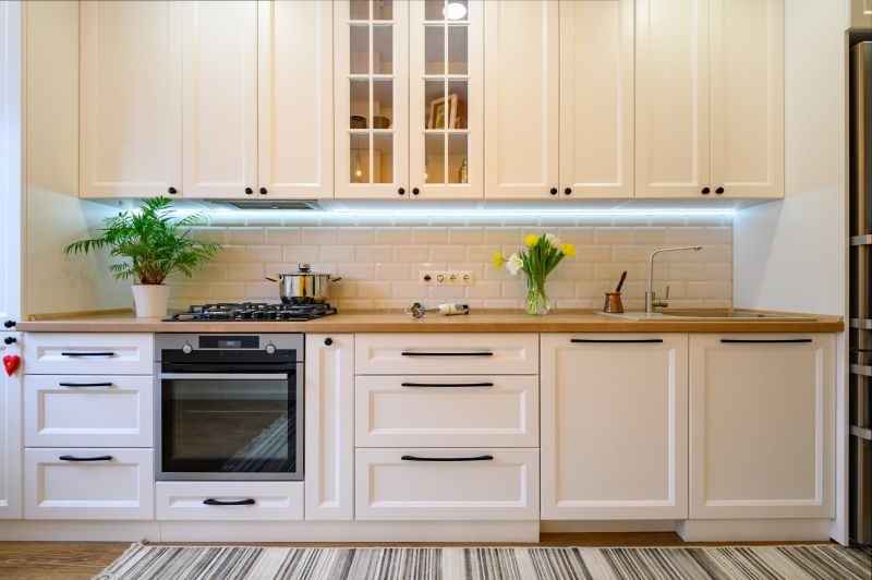 Finished Resurfaced Kitchen Cabinets - Modern White